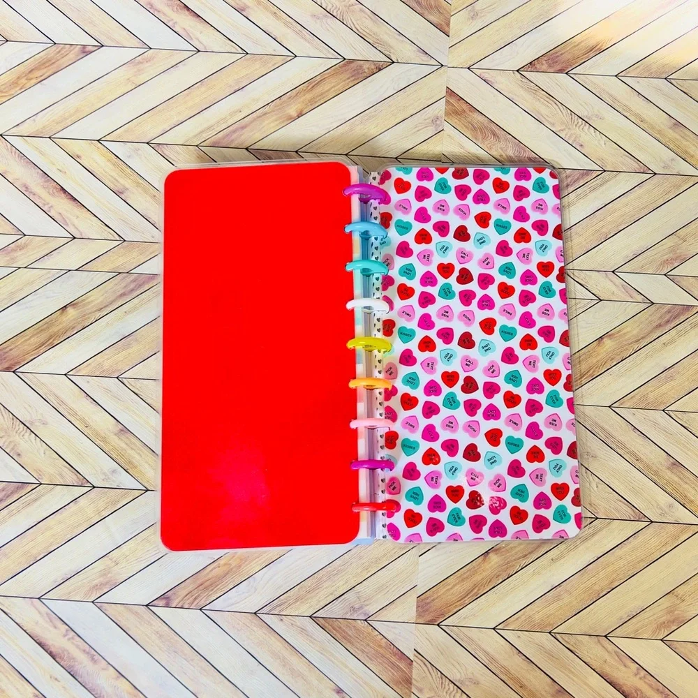 Skinny classic size planner Happy candy hearts valentines weekly layout undated